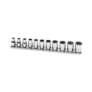 Kort  top, mm, 12 kant, s&aelig;t til 1/4'' drive