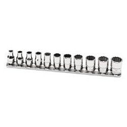 Kort  top, mm, 12 kant, s&aelig;t til 1/4'' drive